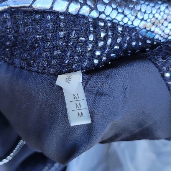 Elie Tahari Pam Leather-Trimmed Metallic Coat Jacket Medium - Picture 11 of 11